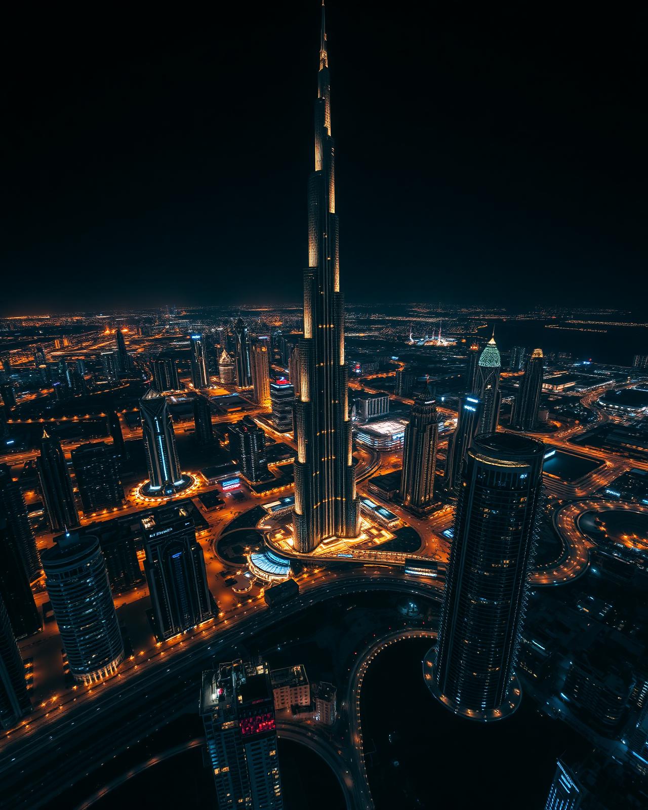 Skyline de Dubai à noite